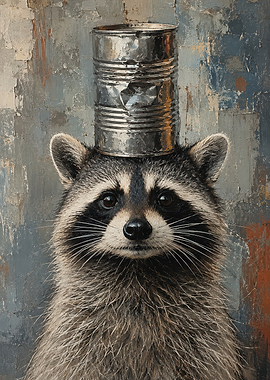 Raccoon with a Tin Can