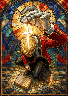 Anime Character Praying with Cross