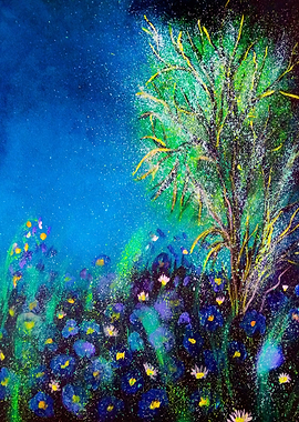 Ethereal Night Garden Painting