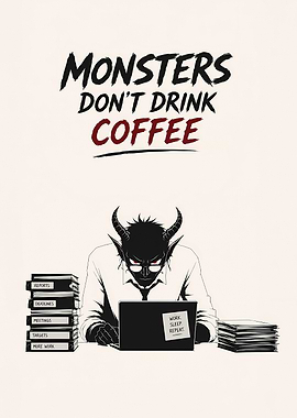 Monsters Don’t Drink Coffee – Funny Office Monster