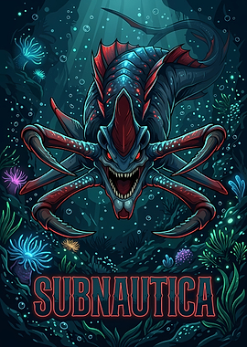 Subnautica Reaper Leviathan Underwater Poster
