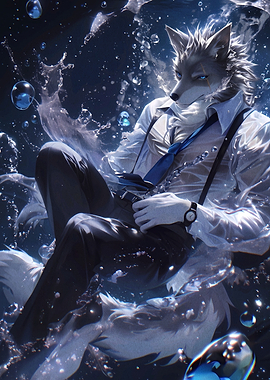 Anthropomorphic Wolf in Water