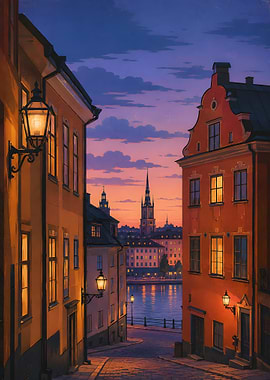 Stockholm Old Town Sunset View