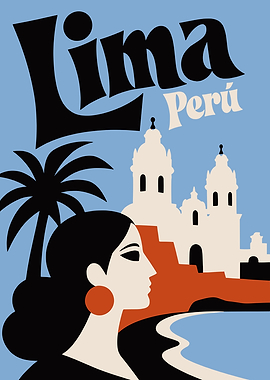 Vintage Travel Poster of Lima Peru