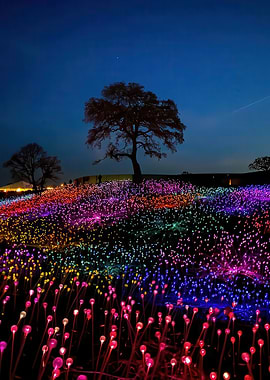 Illuminated Garden at Twilight
