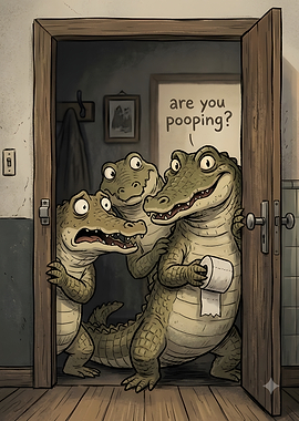 Funny Crocodiles Interrupting Bathroom Time