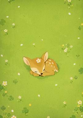 Sleeping Fawn in a Meadow