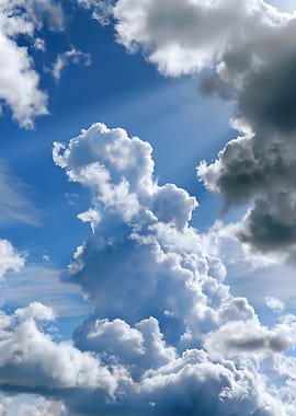 Towering Cumulus Clouds in Blue Sky