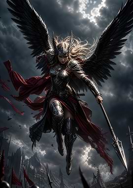 Valkyrie Warrior Descending into Battle