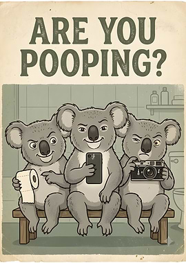 Funny Koala Bathroom Poster