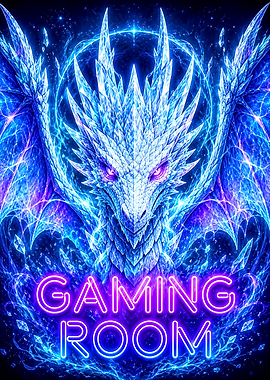 Neon Ice Dragon Gaming Room Sign