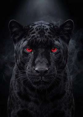 Black Panther with Glowing Red Eyes