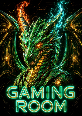Cybernetic Dragon Gaming Room Sign