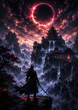 Samurai Facing a Dark Eclipse