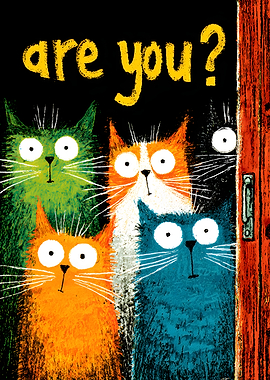 Colorful Cats Asking Are You