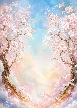 Ethereal Cherry Blossom Sky Archway