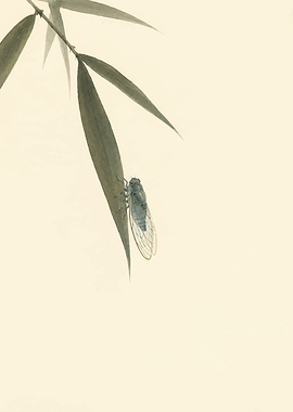 Cicada on Bamboo Leaf Painting