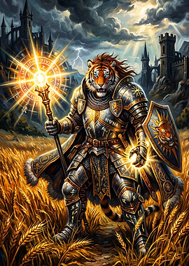 Tiger Warrior Knight with Magic Staff