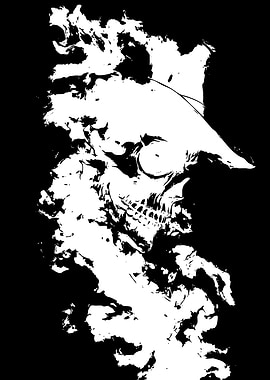 Skull in Hat Silhouette
