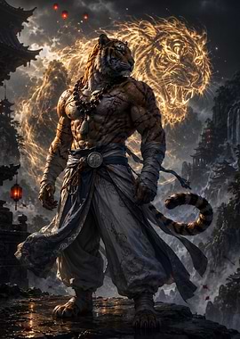 Warrior Tiger Monk with Spirit Aura