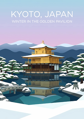 Kinkaku-ji Golden Pavilion Winter Poster