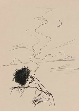 Sketch of a man smoking