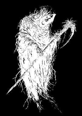 Grim Reaper Black and White Illustration