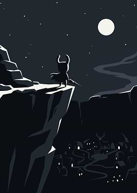 Hollow Knight overlooking a village