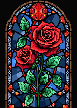 Stained Glass Enchanted Rose
