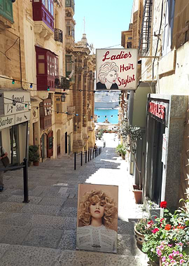 Steep Valletta Street in Malta