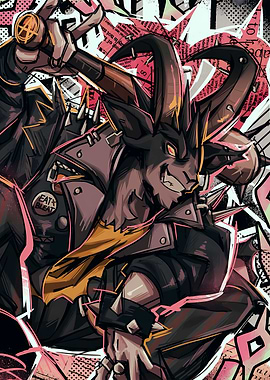 Punk Goat Character Digital Illustration