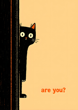 Curious Black Cat Peeking