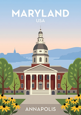 Maryland State House Annapolis Travel Poster