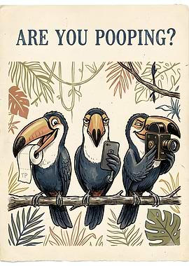 Funny Toucan Bathroom Wall Art