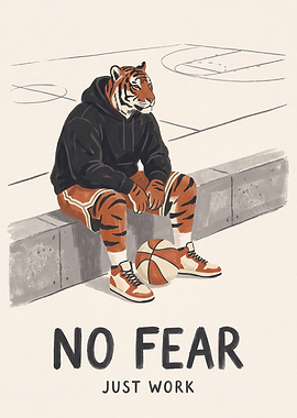 Tiger Basketball Player Motivational Poster