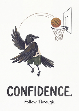 Crow Playing Basketball Inspirational Poster