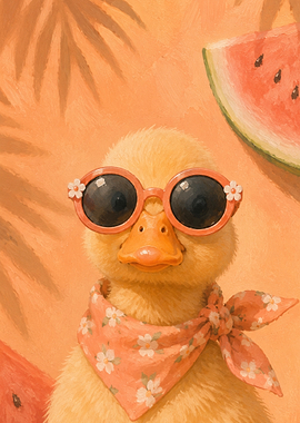 Cute Duckling in Summer Accessories