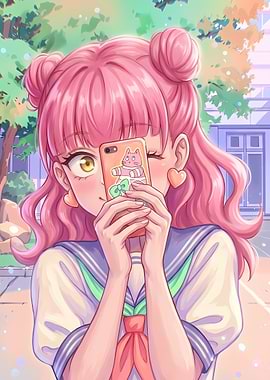 Anime Girl Taking Selfie