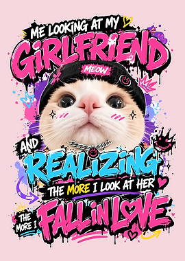 Cute Cat Graffiti Love Quote Design