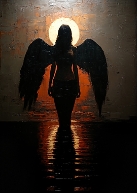 Angel in the Golden Circle of Dusk