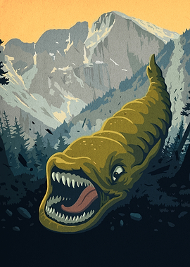 Graboid Monster in Mountain Landscape