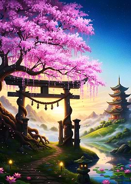 Cherry Blossom Torii Garden