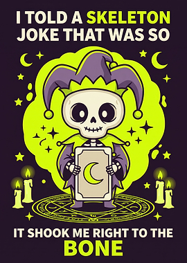 Funny Skeleton Jester Joke Illustration