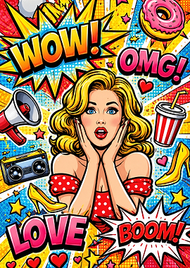 Vibrant Pop Art Comic Style Illustration