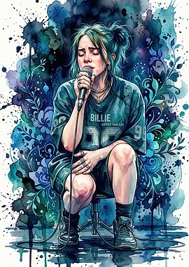 Billie Eilish Watercolor Portrait
