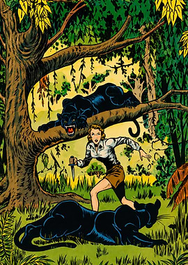 Nyoka The Jungle Girl Fighting Panthers