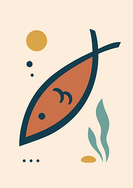 Minimalist Abstract Fish Wall Art