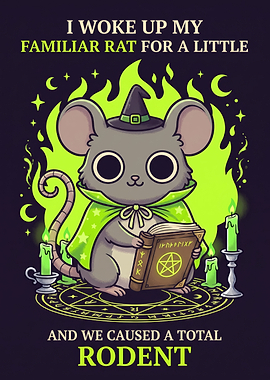 Cute Witch Rat Familiar Illustration