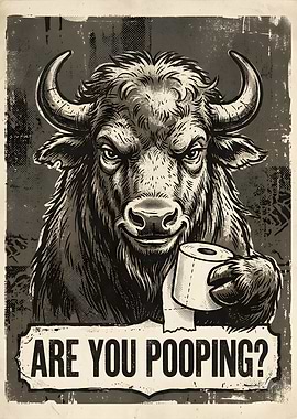 Funny Bison Toilet Paper Poster