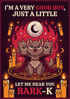 Cute Three-Headed Cerberus Puppy Poster